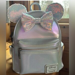 Loungefly Silver/light blue bag with Sequin Bow